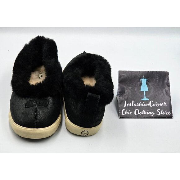UGG Australia Women's Black Suede Fuzzy Lined Rylan Skimmer Slippers Size 8 2977 - Picture 12 of 16